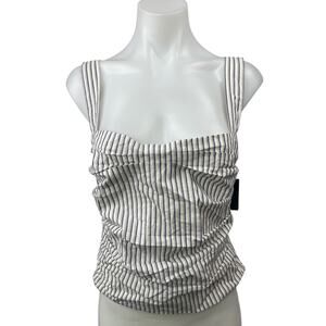 NEW Lioness Cobain White Striped Sleeveless Corset Cami Camisole Tank Top Size M